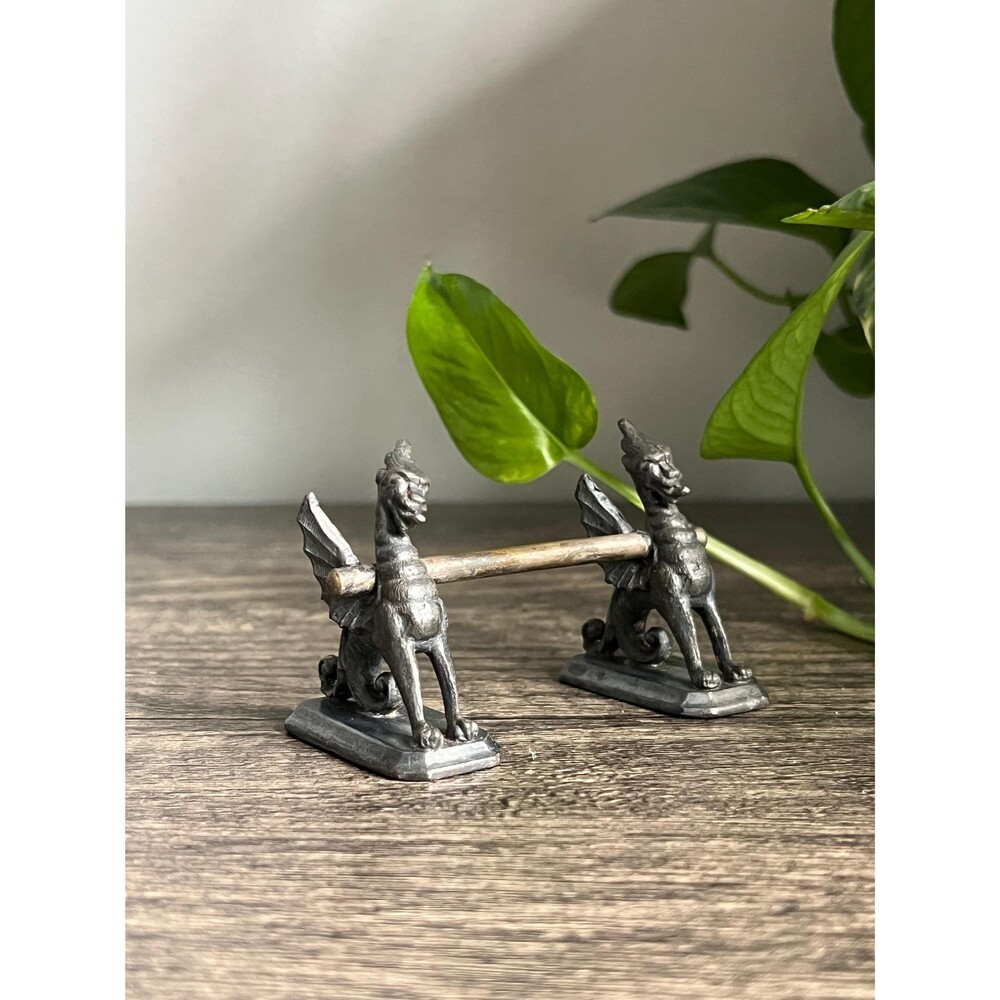 Vintage Metal Knife Rest with Dragon Detail